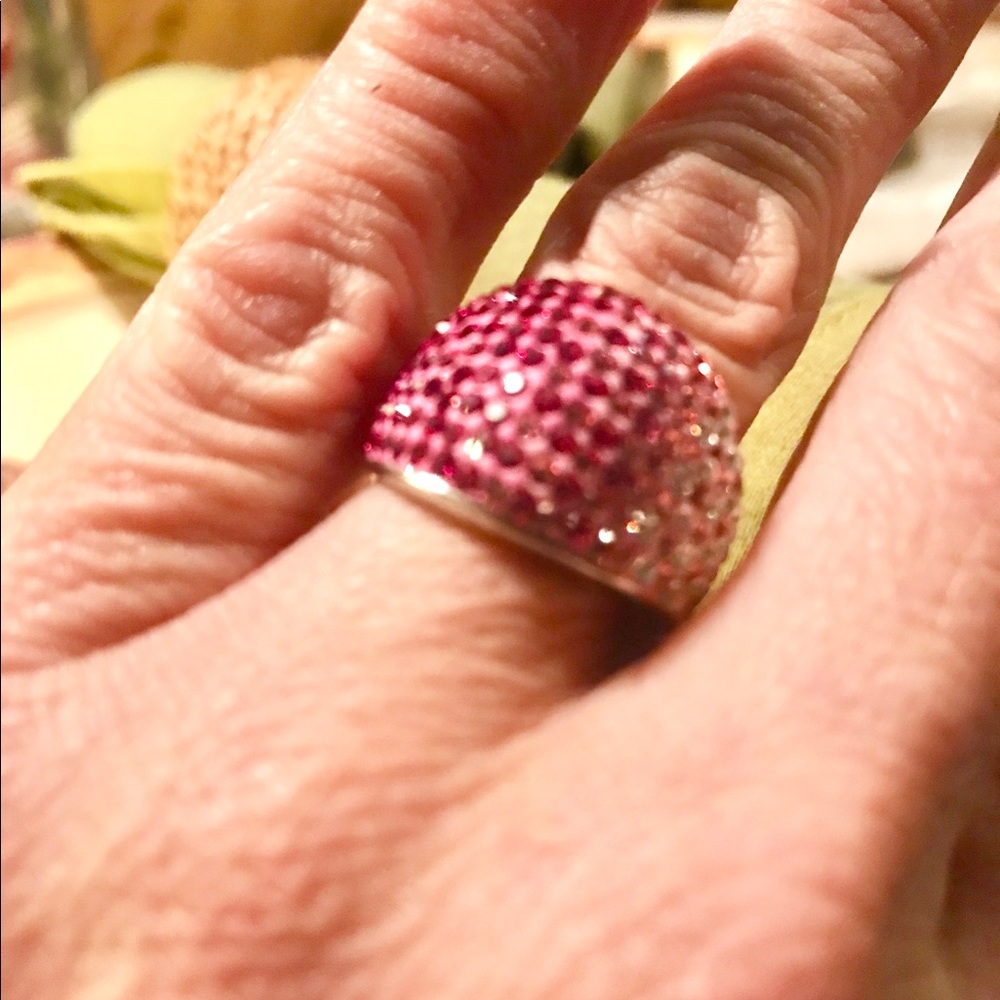 STERLING PINK PAVE RING.. NEW! Sz6